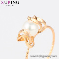 15429 xuping chine en gros belle bague conceptions pour femmes réglage blanc perle attrayante 18 k plaqué or bague